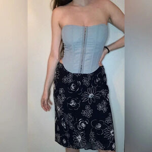 Vintage Y2K Floral Midi Skirt Size Medium Black